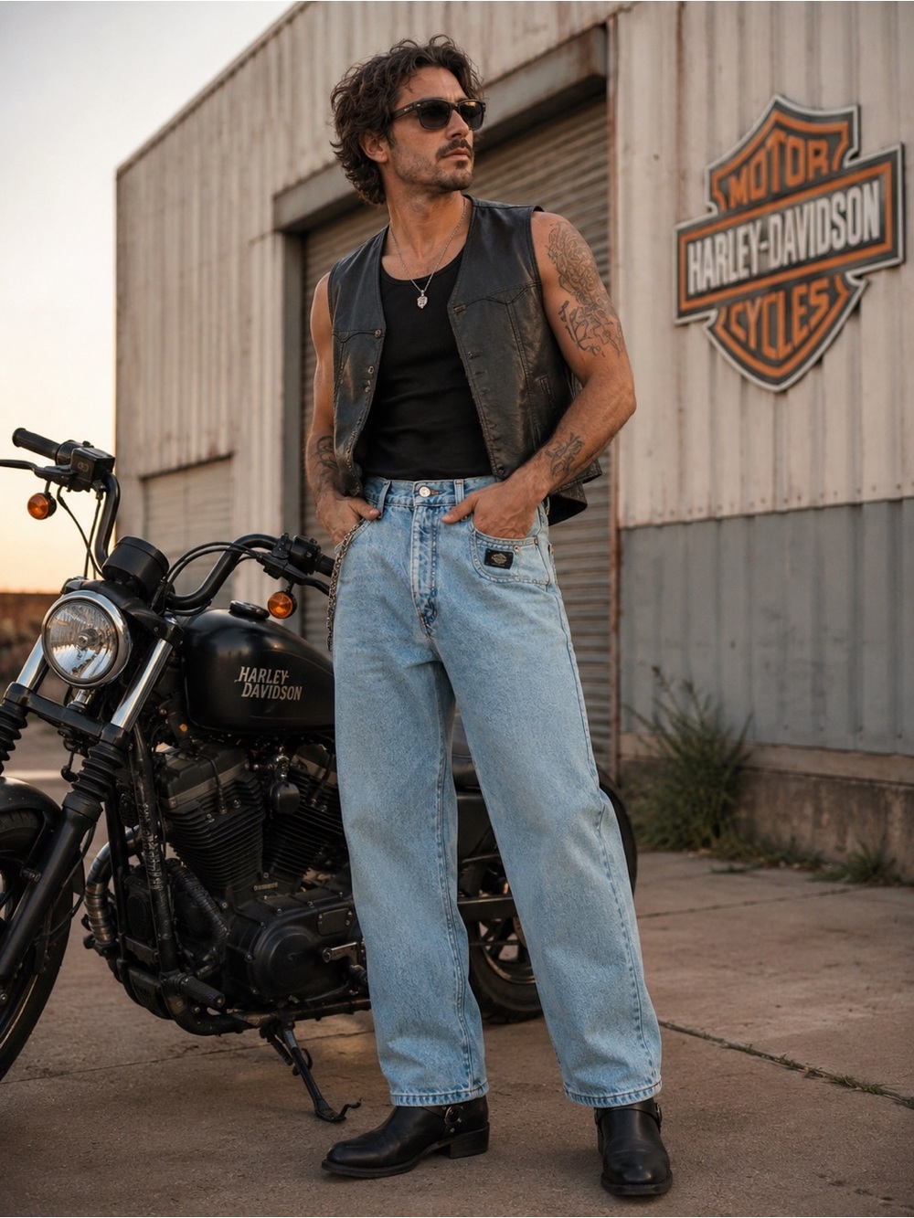 Vintage high rise Harley Davidson jeans
